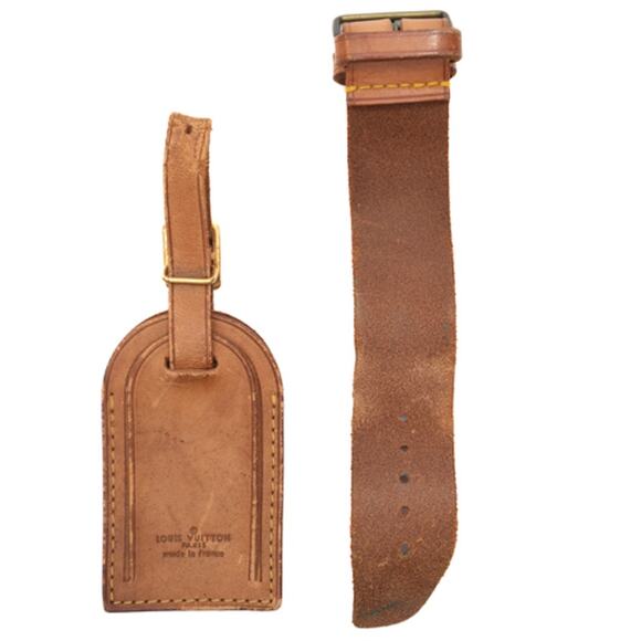 Authentic Louis Vuitton Luggage Name Tag & Poignet Keepall Handle Holder W - Picture 5 of 7